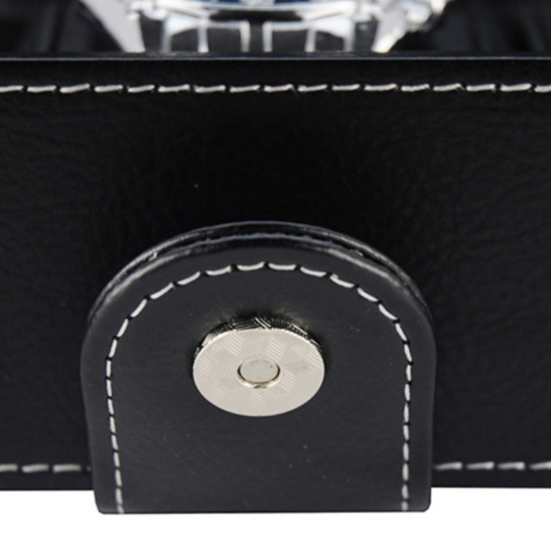 Klockbox i svart läder - förvaring av 10 stora klockor
