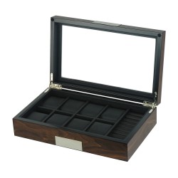 LINDENÆS klocklåda / klockbox i äkta valnöt trä för 8 klockor och smycken