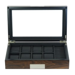 LINDENÆS klocklåda / klockbox i äkta valnöt trä för 8 klockor och smycken