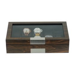LINDENÆS klocklåda / klockbox i äkta valnöt trä för 8 klockor och smycken