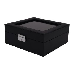 LINDENÆS klockbox / klocklåda för 6 klockor - svart cross grain läder