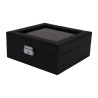 LINDENÆS klockbox / klocklåda för 6 klockor - svart cross grain läder