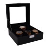 LINDENÆS klockbox / klocklåda för 6 klockor - svart cross grain läder