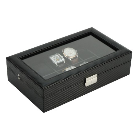 Klockbox / klocklåda för 12 klockor - svart kolfiber look
