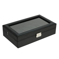 Klockbox / klocklåda för 12 klockor - svart kolfiber look