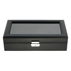 Klockbox / klocklåda för 12 klockor - svart kolfiber look
