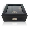 LINDENÆS klockbox / klocklåda för 6 klockor - svart cross grain läder