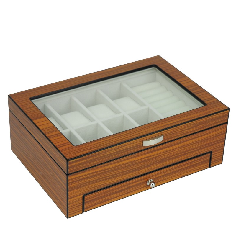 Klocklåda / klockbox för 8 klockor - Zebra Trä