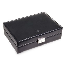 SACHER lyx klocklåda / klockbox i äkta svart läder - förvar 10 klockor