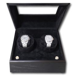 LINDENÆS lyx watch winder / klockuppdragare för 2 klockar - svart trä och tysta
