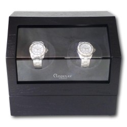 LINDENÆS lyx watch winder / klockuppdragare för 2 klockar - svart trä och tysta