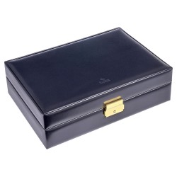 SACHER lyx klocklåda / klockbox i äkta blå läder - förvar 10 klockor