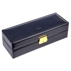 SACHER lyx klocklåda / klockbox i äkta svart läder - förvar 5 klockor