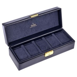 SACHER lyx klocklåda / klockbox i äkta svart läder - förvar 5 klockor