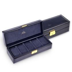 SACHER lyx klocklåda / klockbox i äkta svart läder - förvar 5 klockor