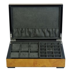 Lyx klocklåda / klockbox i lackerat trä förvar 6 klockor och smycken