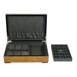 Lyx klocklåda / klockbox i lackerat trä förvar 6 klockor och smycken