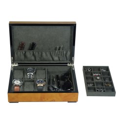 Lyx klocklåda / klockbox i lackerat trä förvar 6 klockor och smycken
