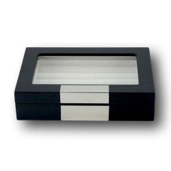 LINDENÆS manschettknapp box / smyckeskrin i äkta svart träfaner