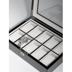 Klocklåda / klockbox i kolfiber look - förvaring av 10 klockor