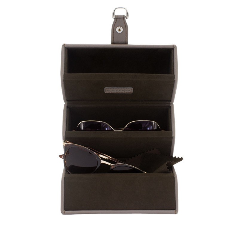 Friedrich glasöganfodral för 3 glasögon av taupe färgad PU läder
