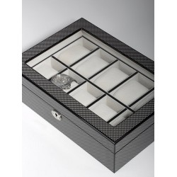 Klocklåda / klockbox i kolfiber look - förvaring av 10 klockor