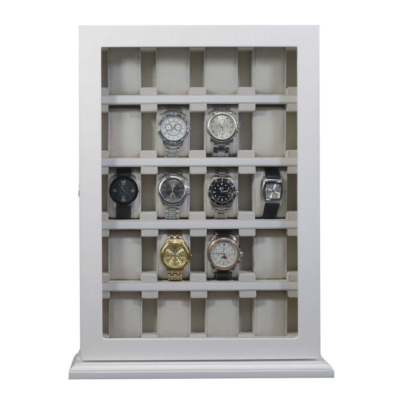 Klockskåp / klockbox vit lackerat tra förvaring av 20 klockor