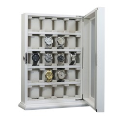 Klockskåp / klockbox vit lackerat tra förvaring av 20 klockor
