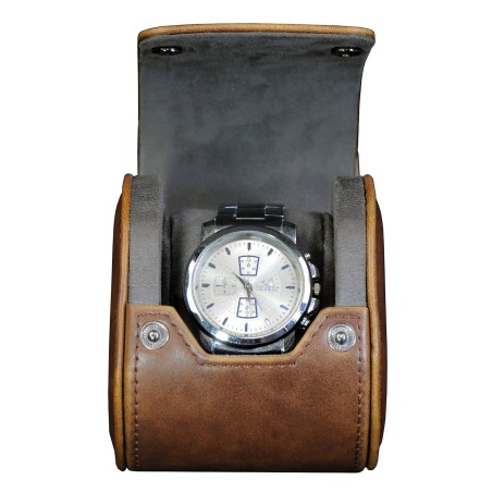 Rese klockalåda / klockbox i brun läder för 1 klocka