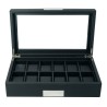 Klockbox / klocklåda i svart Saffiano mönstrat konstläder för12 klockor
