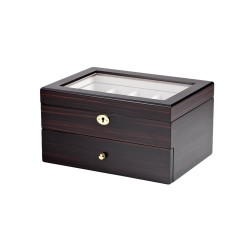 Klockbox / klocklåda för 20 klockor - ebenholts trä finish