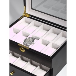 Klockbox / klocklåda för 20 klockor - ebenholts trä finish