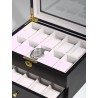 Klockbox / klocklåda för 20 klockor - ebenholts trä finish