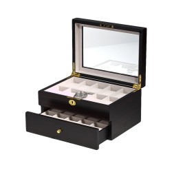 Klockbox / klocklåda för 20 klockor - ebenholts trä finish