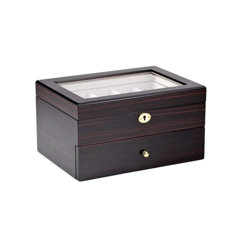 Klockbox / klocklåda för 20 klockor - ebenholts trä finish