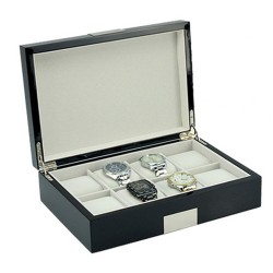 Klocklåda / klockbox för 8 klockor, svart med metall dekoration