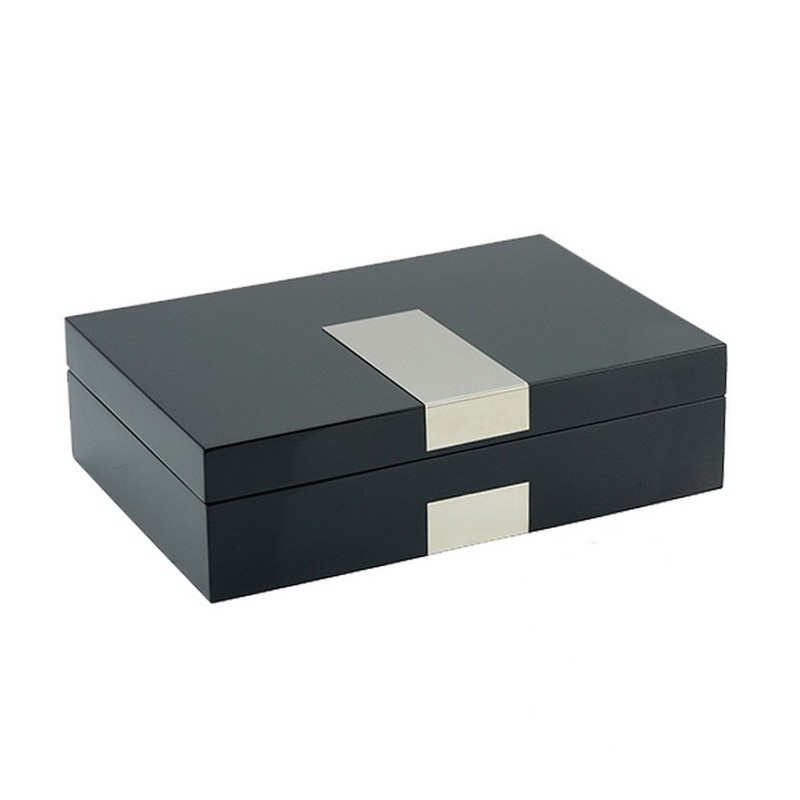 Klocklåda / klockbox för 8 klockor, svart med metall dekoration