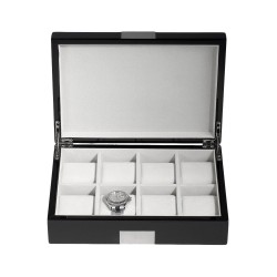 Klocklåda / klockbox för 8 klockor, svart med metall dekoration