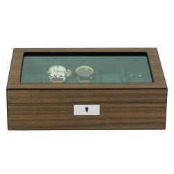 LINDENÆS klocklåda / klockbox i äkta valnöt trä för 8 klockor och manschettknappar