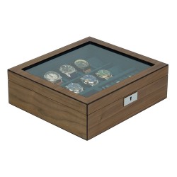 LINDENÆS klocklåda / klockbox i äkta valnöt trä för 10 klockor och smycken