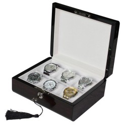 Klocklåda / klockbox för 6 klockor, lackerad ebenholts