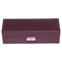SACHER lyx klocklåda / klockbox i äkta bordeaux läder - förvar 5 klockor