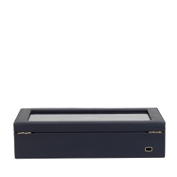 Friedrich Dynasty lyx klocklåda / klockbox i äkta blå läder - förvar 8 klockor