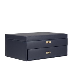Friedrich Dynasty lyx klocklåda / klockbox i äkta blå läder - förvar 20 klockor