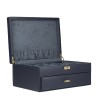 Friedrich Dynasty lyx klocklåda / klockbox i äkta blå läder - förvar 20 klockor