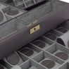 Friedrich Dynasty lyx klocklåda / klockbox i äkta grå läder - förvar 20 klockor