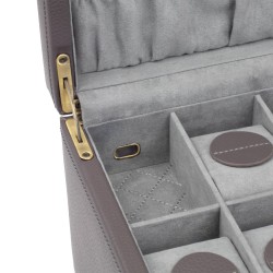 Friedrich Dynasty lyx klocklåda / klockbox i äkta grå läder - förvar 20 klockor