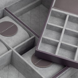Friedrich Dynasty lyx klocklåda / klockbox i äkta grå läder - förvar 20 klockor