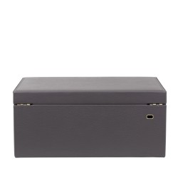 Friedrich Dynasty lyx klocklåda / klockbox i äkta grå läder - förvar 20 klockor