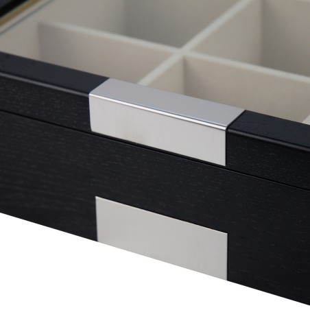 Slipslåda / slipsbox för 9 slipsar, svart träfaner med fönster